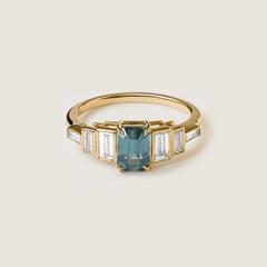 Nangi fine jewelry - teal / Peacock ring in yellow gold