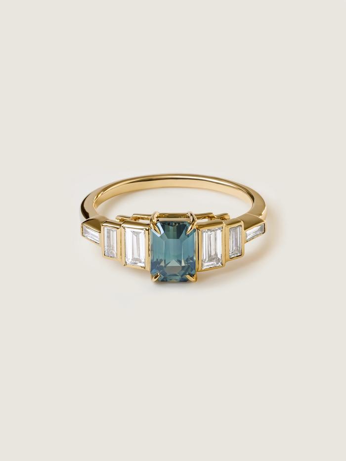 Nangi fine jewelry - teal / Peacock ring in yellow gold