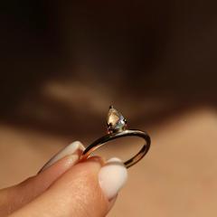 Nangi fine jewelry - white moonstone ring in yellow gold