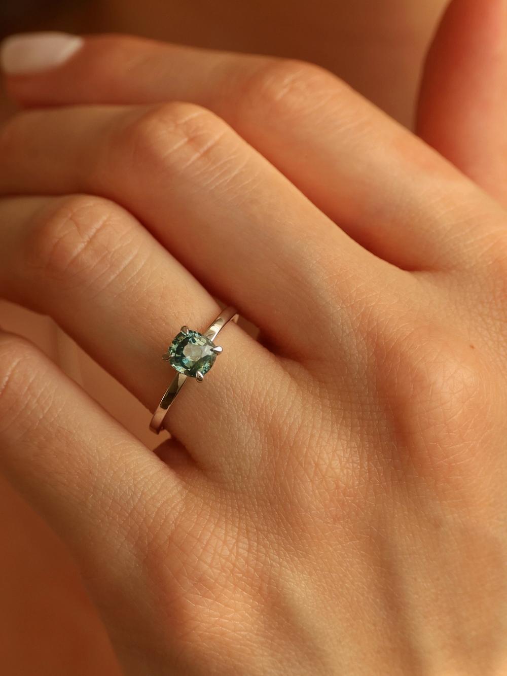 Big Teal Cushion Peacock & White Gold