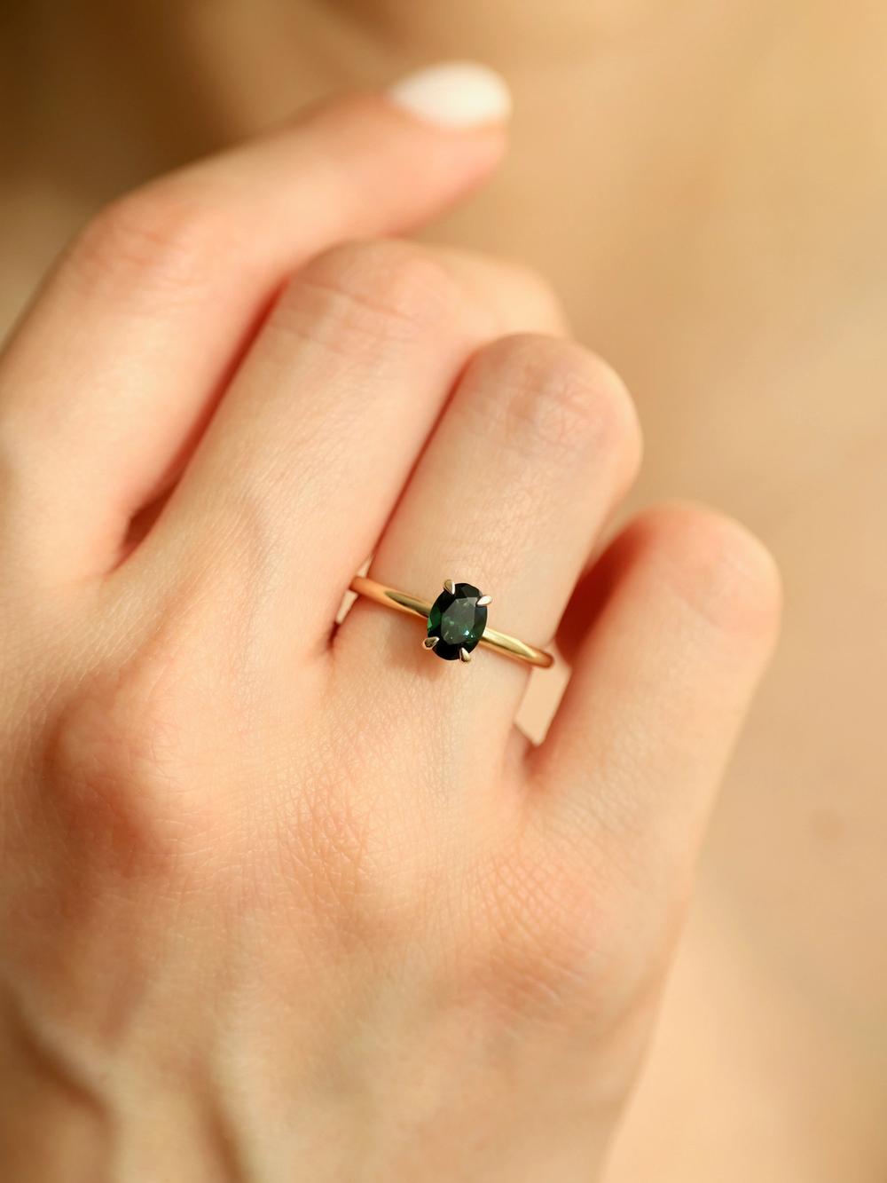 Black Panther Oval Tourmaline Ring