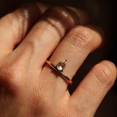 Nangi fine jewelry - white moonstone ring in yellow gold