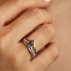 Nangi fine jewelry - white lab-grown diamond ring in white gold