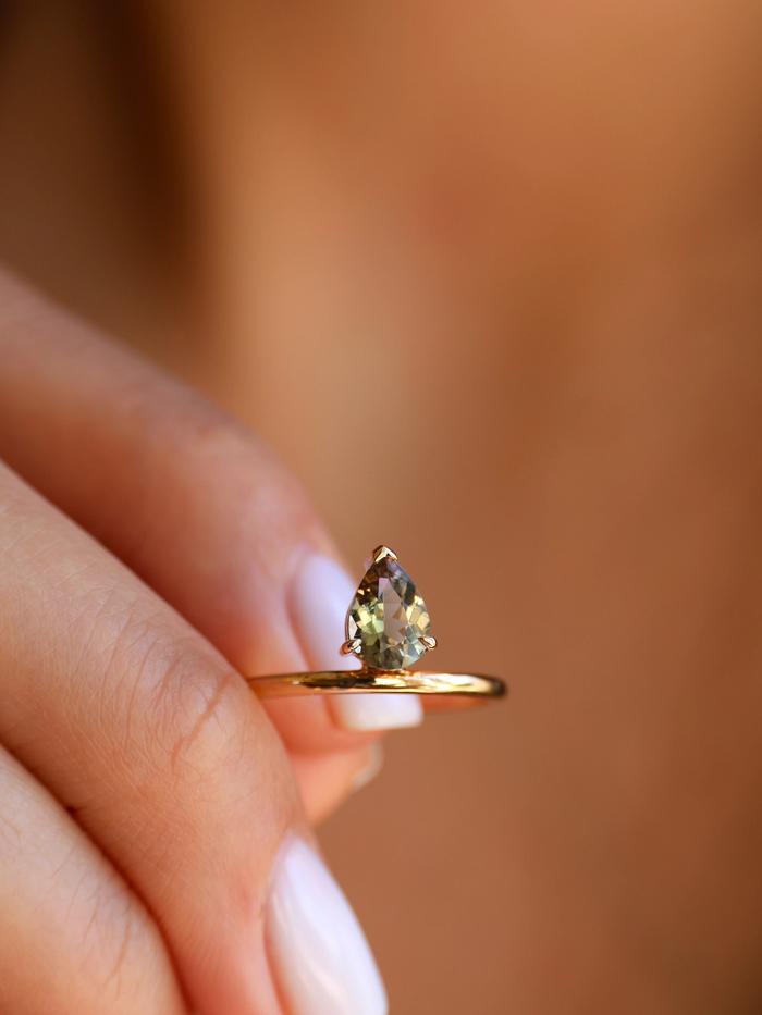Nangi fine jewelry - brown tourmaline ring in yellow gold