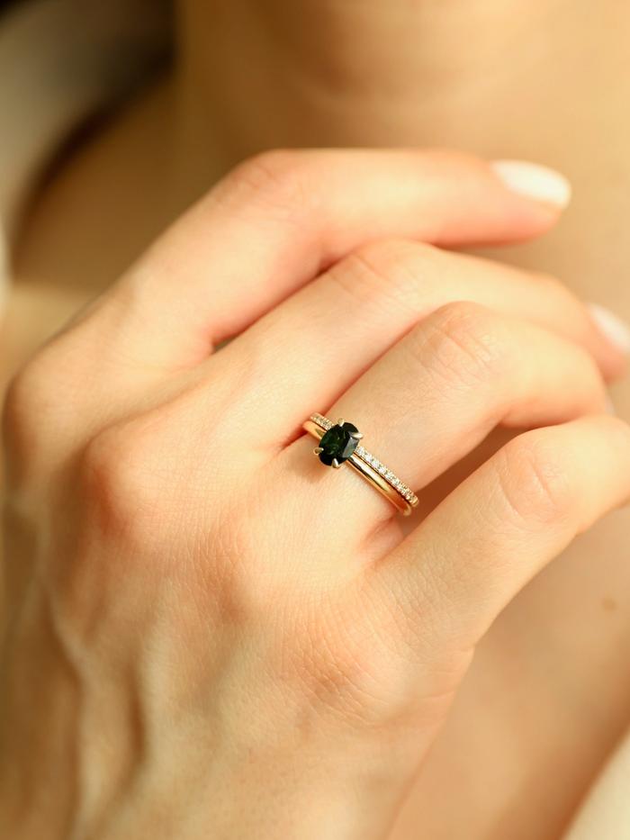 Nangi fine jewelry - black tourmaline ring in yellow gold