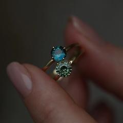 Nangi fine jewelry - grey sapphire ring in yellow gold