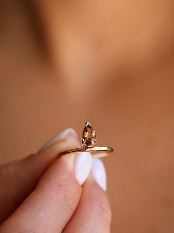 Nangi fine jewelry - brown tourmaline ring in yellow gold