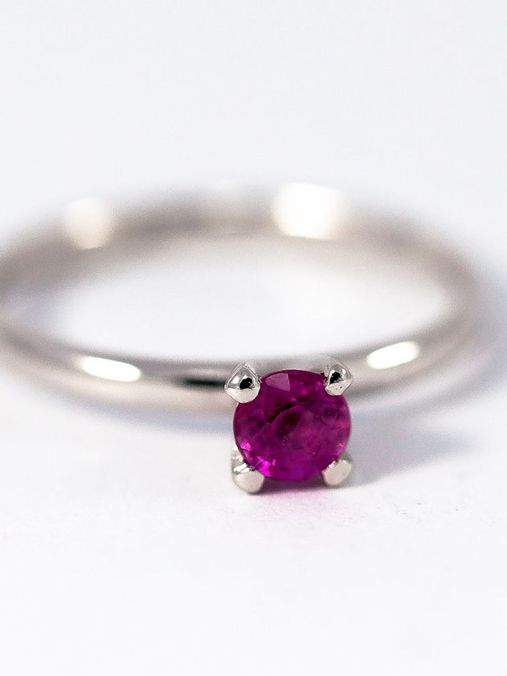 Hot Pink Ruby Solitude in White Gold