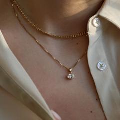 Nangi fine jewelry - white lab-grown diamond pendant in yellow gold