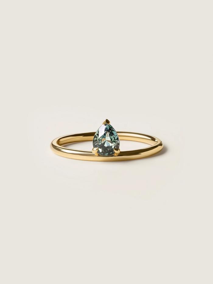 Nangi fine jewelry - teal / Peacock ring in yellow gold