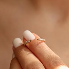 Nangi fine jewelry - white lab-grown diamond ring in yellow gold