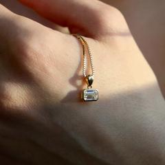 Nangi fine jewelry - white lab-grown diamond pendant in yellow gold