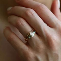 Nangi fine jewelry - white lab-grown diamond ring in yellow gold