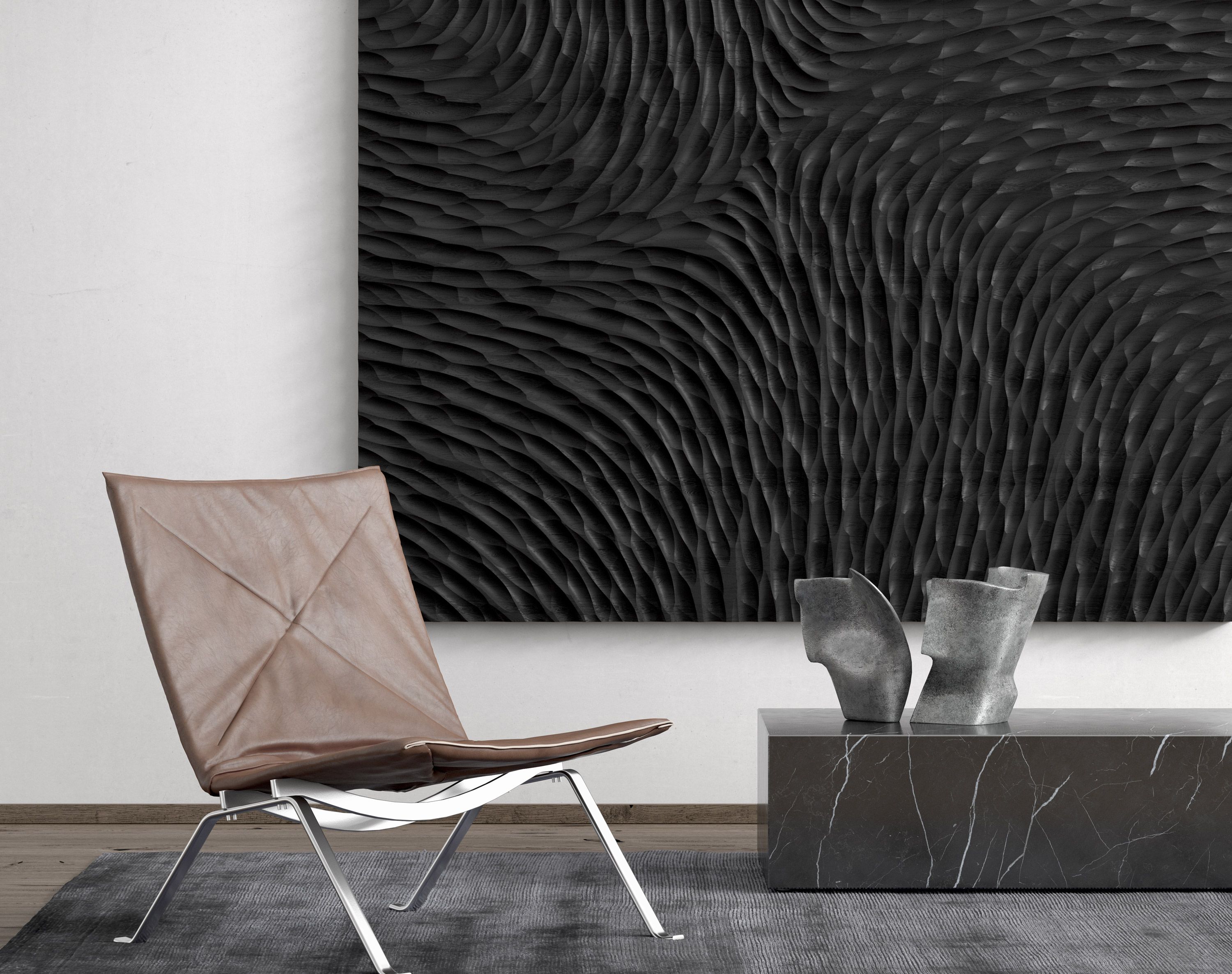Formfeld 1, Acoustic Wall Panel, Custom Format, Black Oak, Unperforated