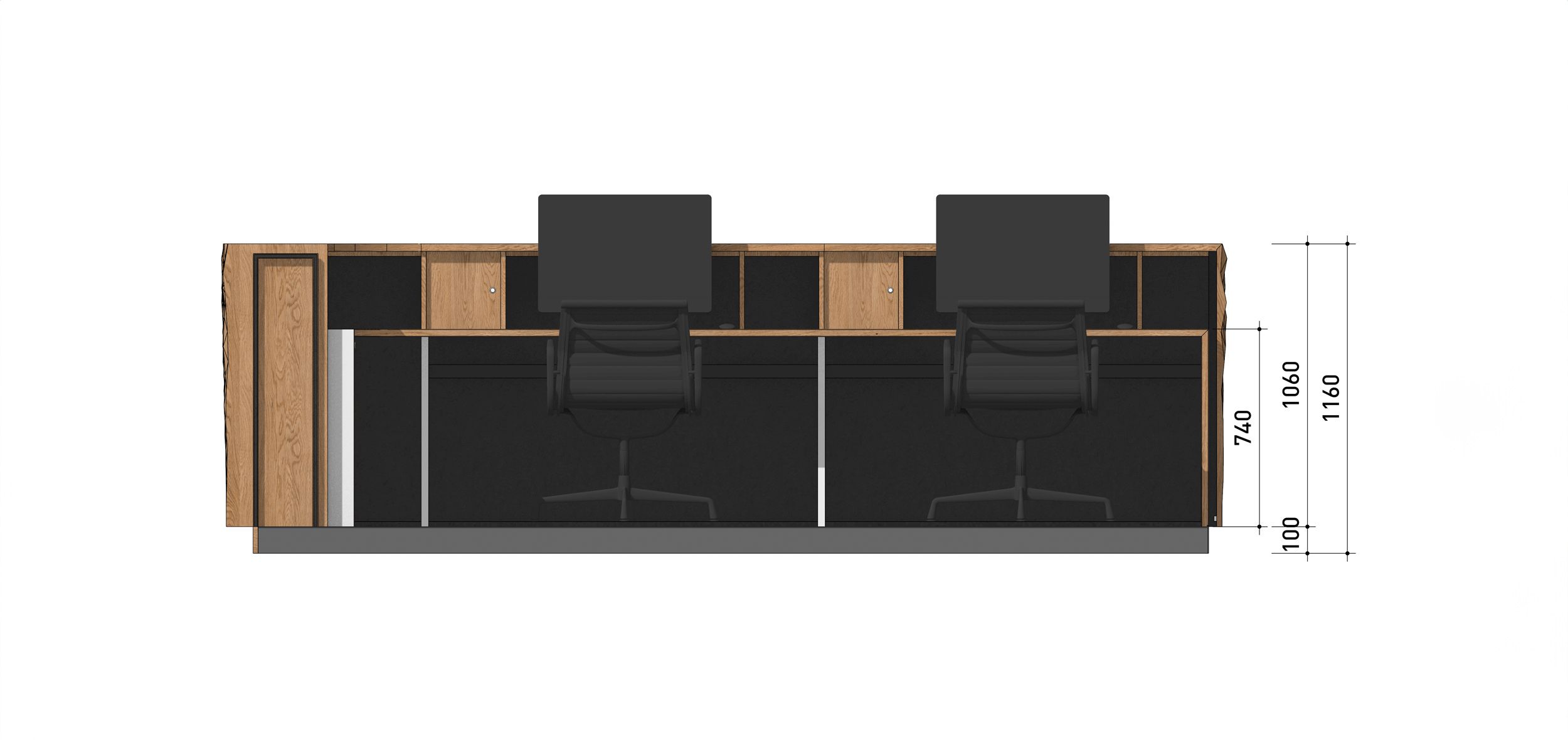 Back view of the reception counter