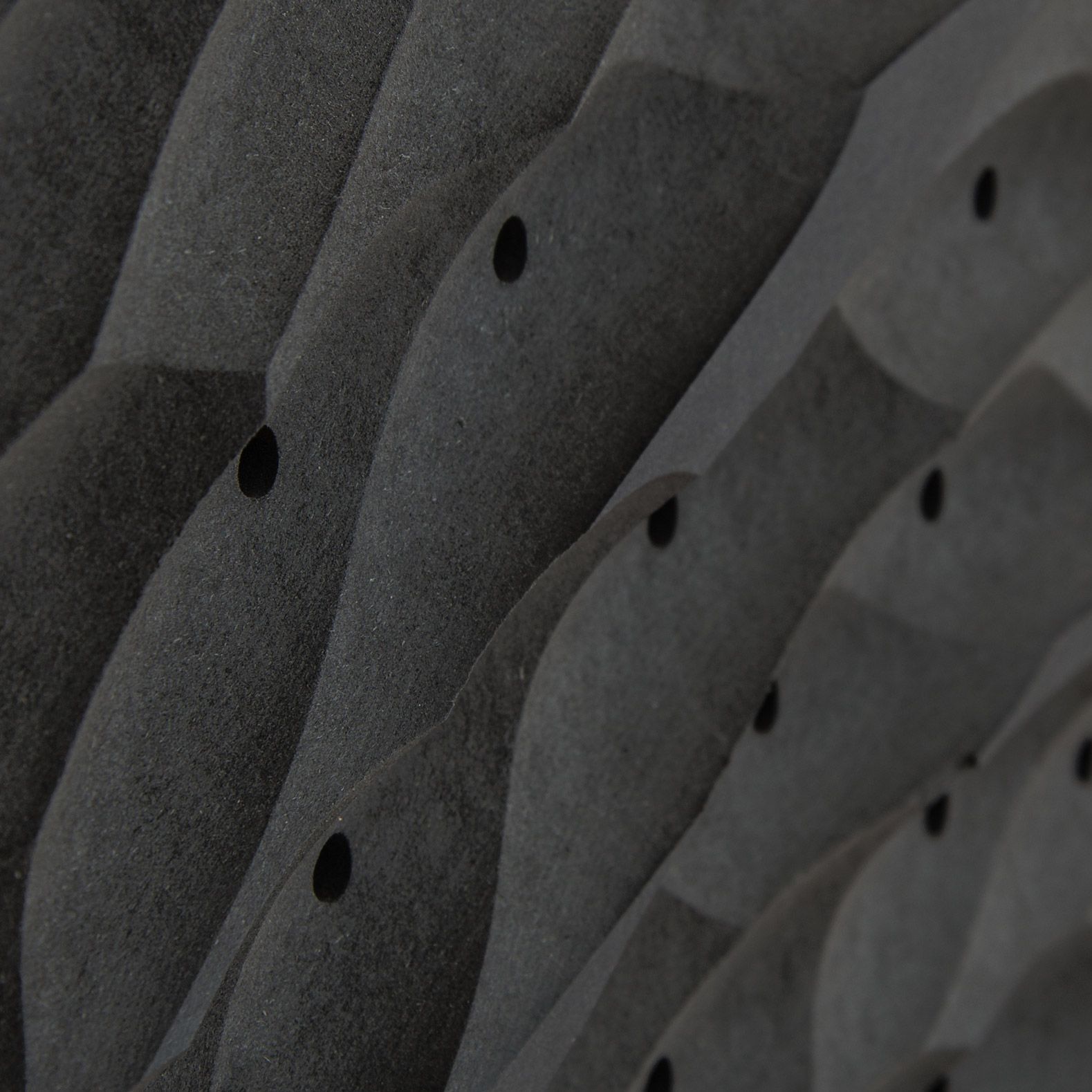 Formfeld 1, Acoustic Wall Panel, Black Raw MDF, Perforated