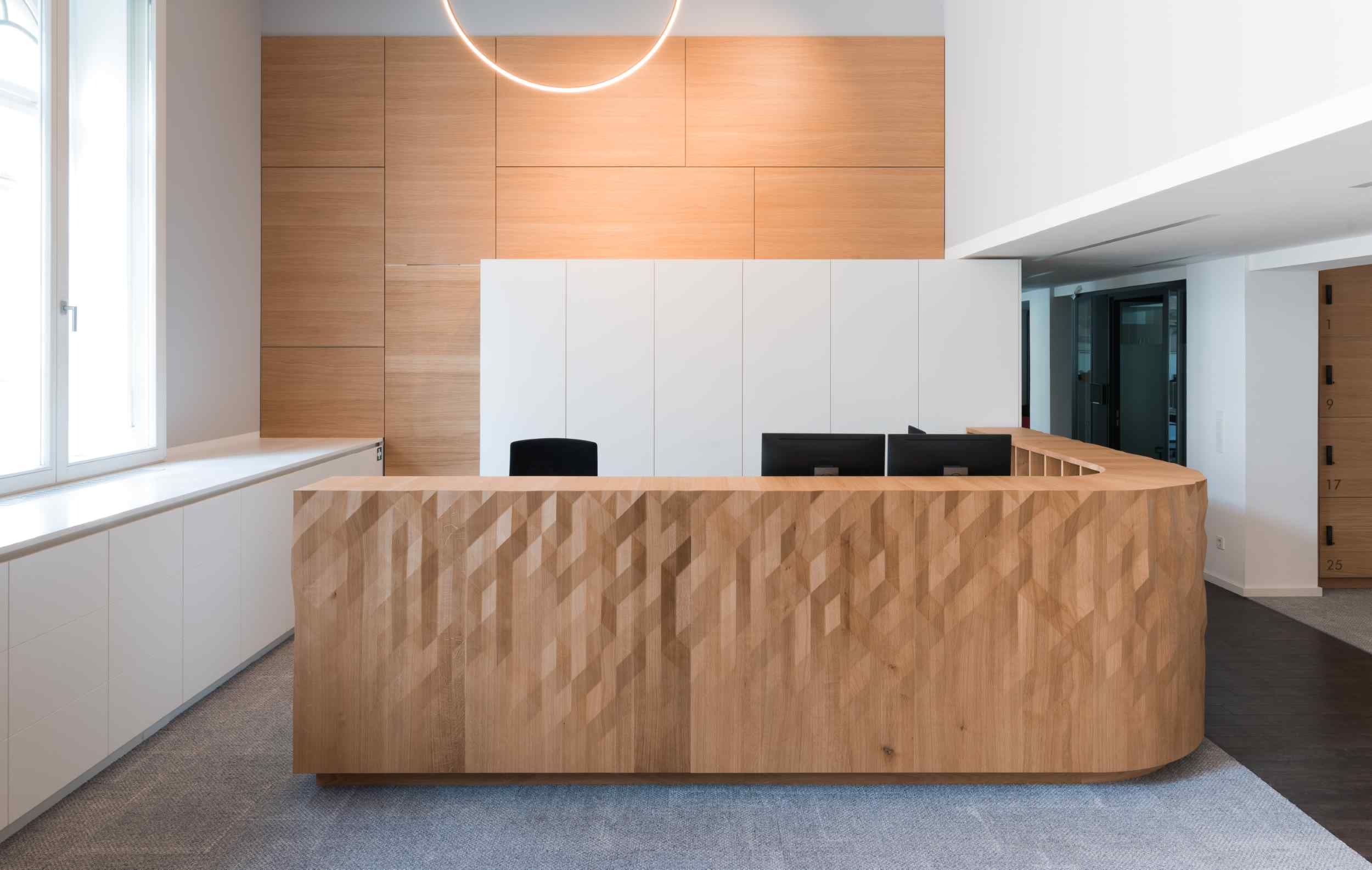 Front view of reception counter - Formfeld 2 structure