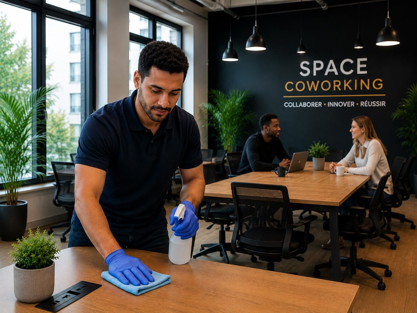 Nettoyage d'espace de coworking