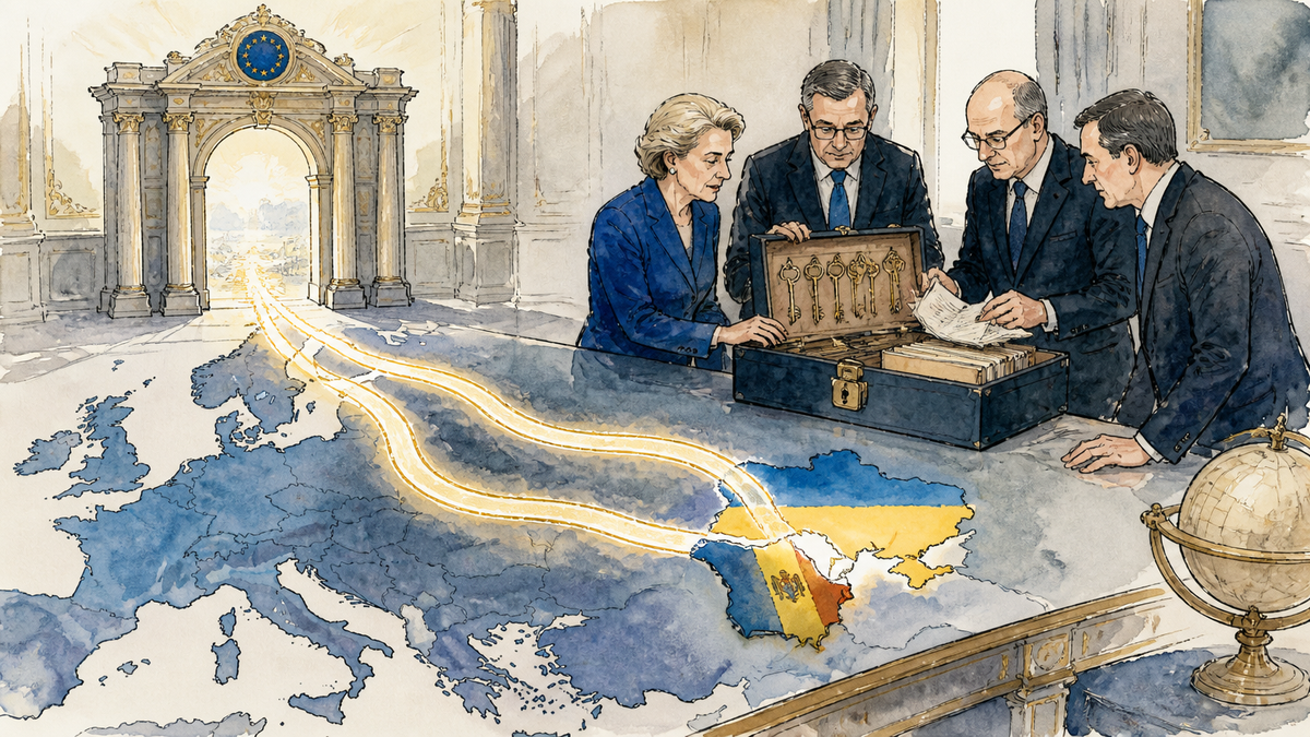 EU-Flaggen bei einem Treffen zu Beitrittsverhandlungen in Luxemburg