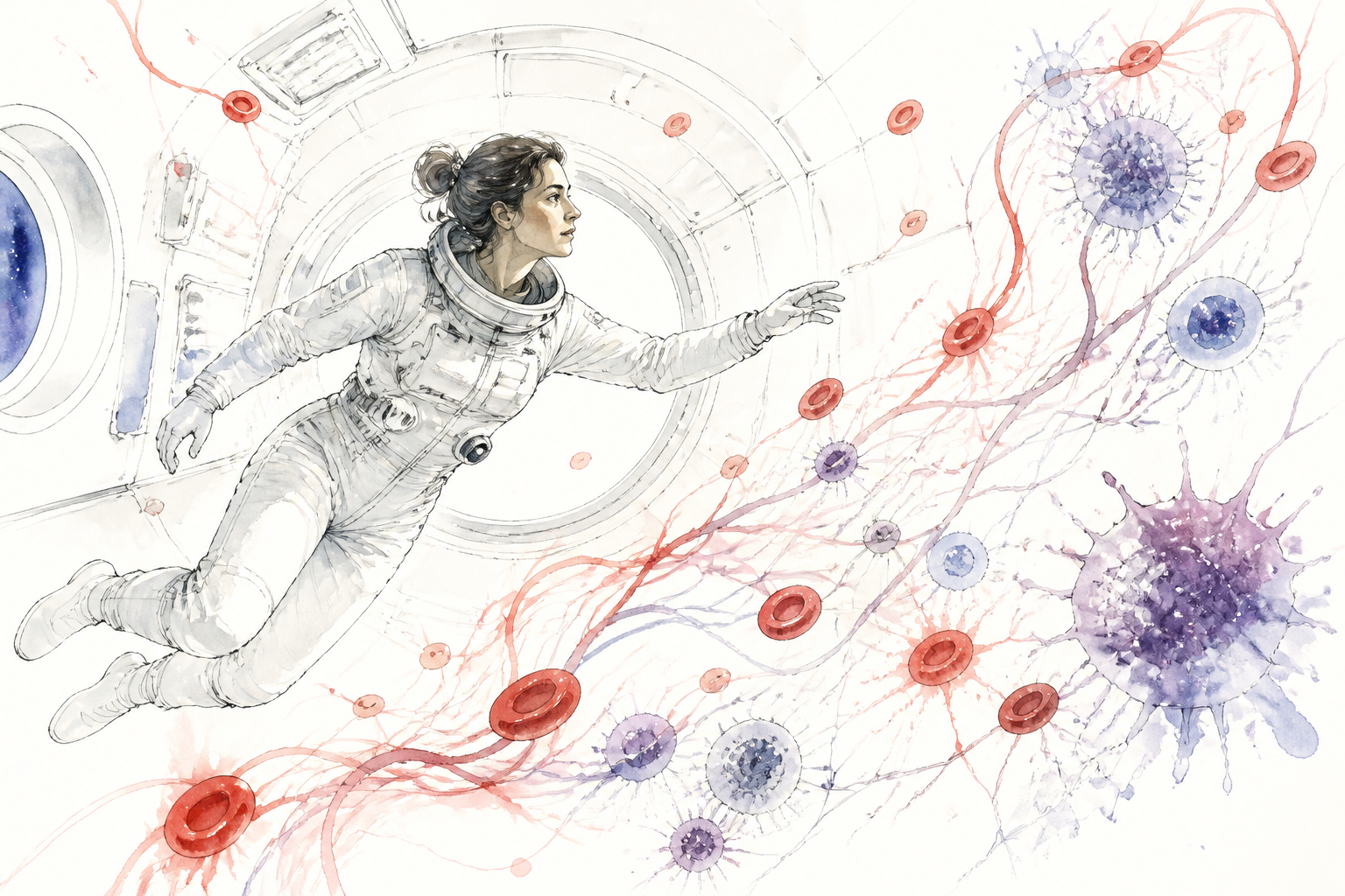 Illustration für blood-clotting-immune-function-astronauts-space-station-2026