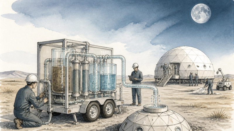Illustration für moon-base-wastewater-treatment-nasa-north-dakota