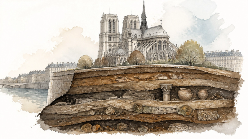Illustration für beneath-notre-dame-paris-finds-the-city-it-kept-forgetting