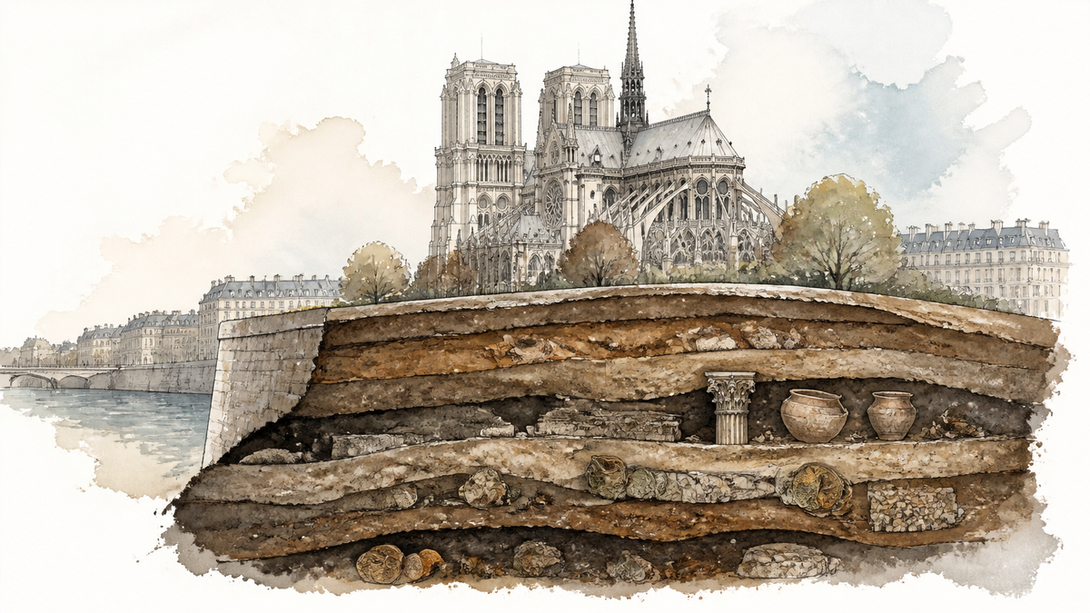 Illustration für beneath-notre-dame-paris-finds-the-city-it-kept-forgetting