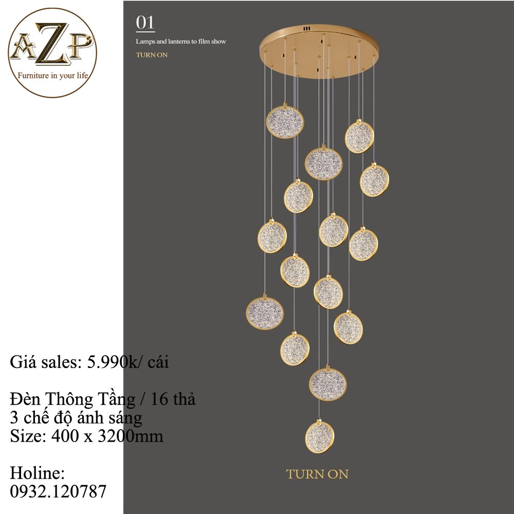 Đèn Thông Tầng Nghệ Thuật - Sang Trọng & Đẳng Cấp - Rực Rỡ & Tinh Tế - Hàng Nhập Khẩu AZP-TT3