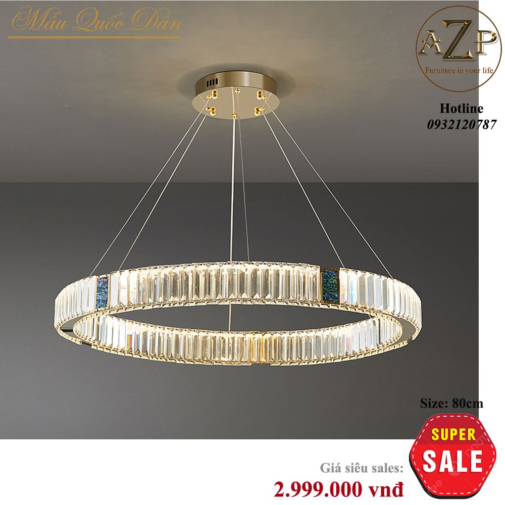 Đèn Thả Trần Trang Trí Vòng Tròn Phối Pha Lê Nghệ Thuật Hàng Nhập Khẩu-AZP-VT9