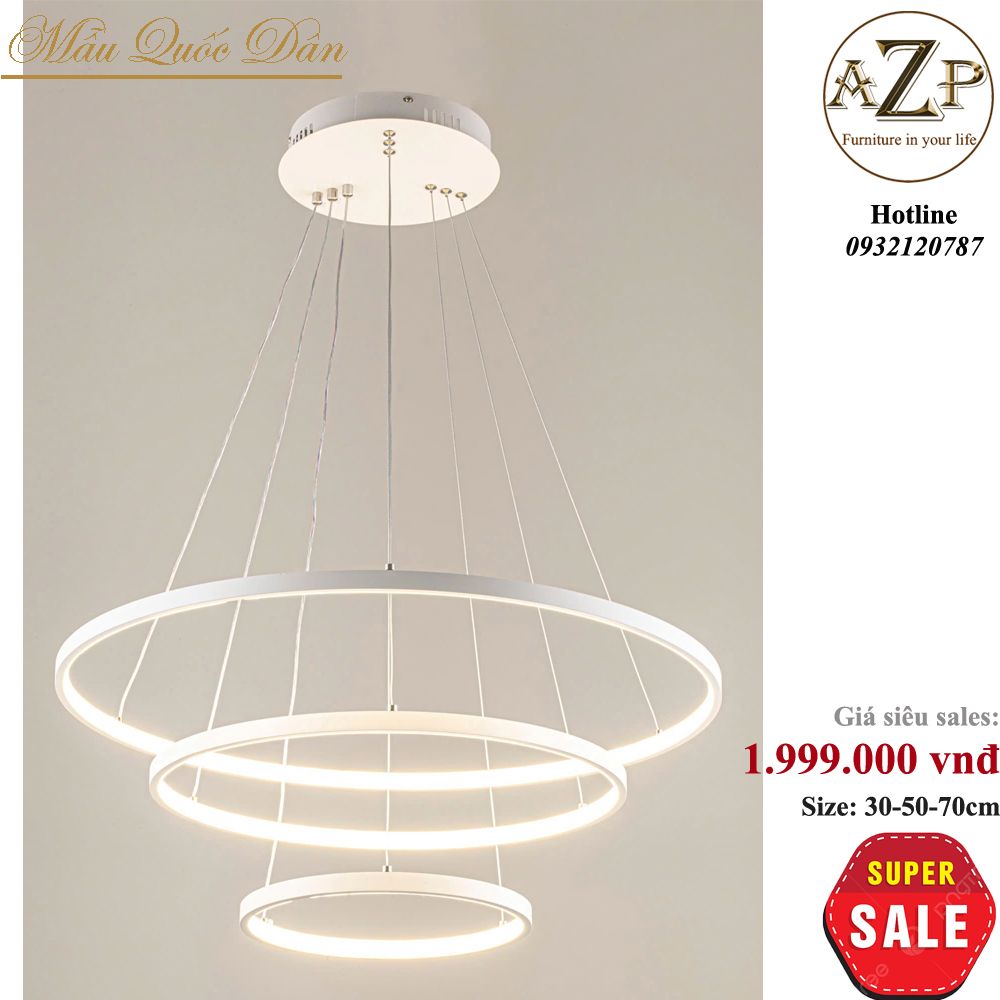 Đèn Thả Trần Trang Trí Hiện Đại 3 Vòng Tròn Nhập Khẩu-AZP-VT24