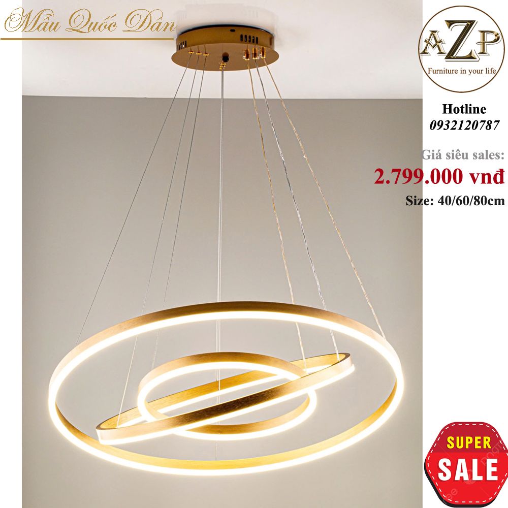Đèn Thả Trần Trang Trí Hiện Đại 3 Vòng Tròn Nhập Khẩu-AZP-VT25