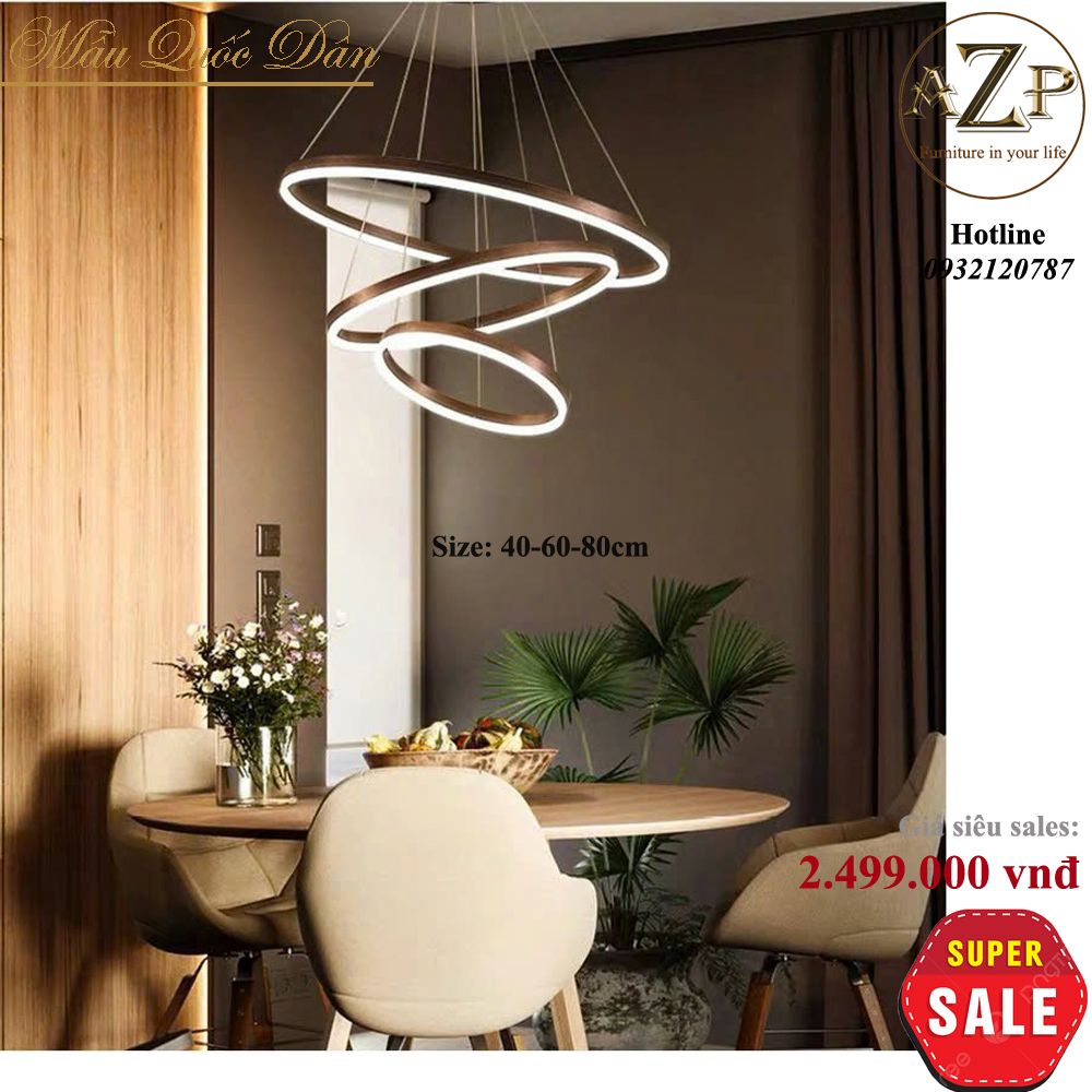 Đèn Thả Trần Trang Trí Hiện Đại 3 Vòng Tròn Nhập Khẩu-AZP-VT23