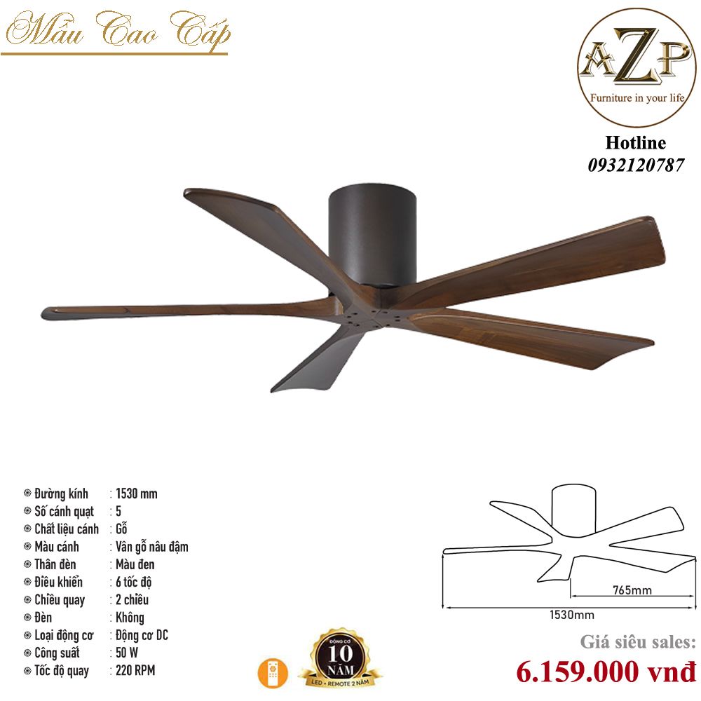 Quạt Nhóm Trung Lưu 5 cánh Gỗ/ Bảo Hành 10 năm-AZP-QTL3