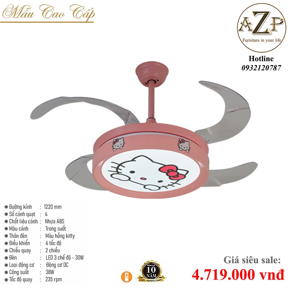 Quạt Nhóm Trung Lưu 4 Cánh  - Có Đèn/ Bảo Hành 10 năm AZP-QTL69