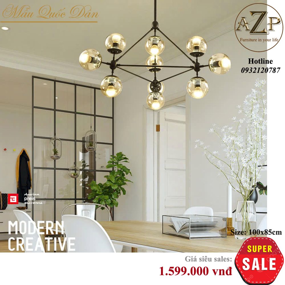 Đèn Thả Trần Chùm Khối Lập Phương Nghệ Thuật Hàng Nhập Khẩu AZP-TC43