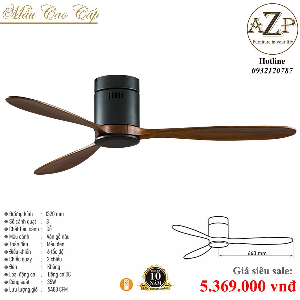 Quạt Nhóm Trung Lưu 3 Cánh - Không Đèn/ Bảo Hành 10 năm AZP-QTL63