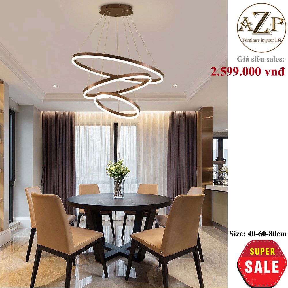 Đèn Thả Trần Trang Trí Hiện Đại 3 Vòng Tròn Nhập Khẩu-AZP-VT21