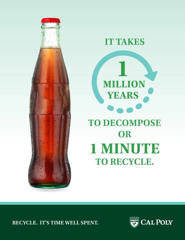 Recycling poster with a glass bottle