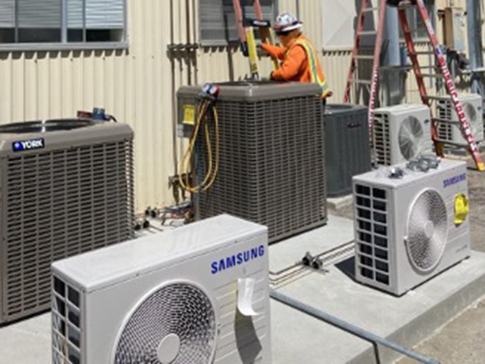 Heat pumps being installed at Building 70