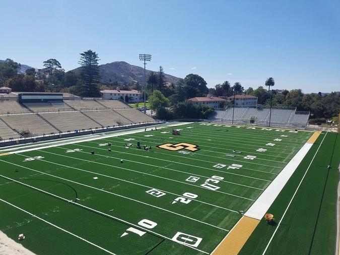 New turf installed at Alex G. Spanos Stadium at Cal Poly