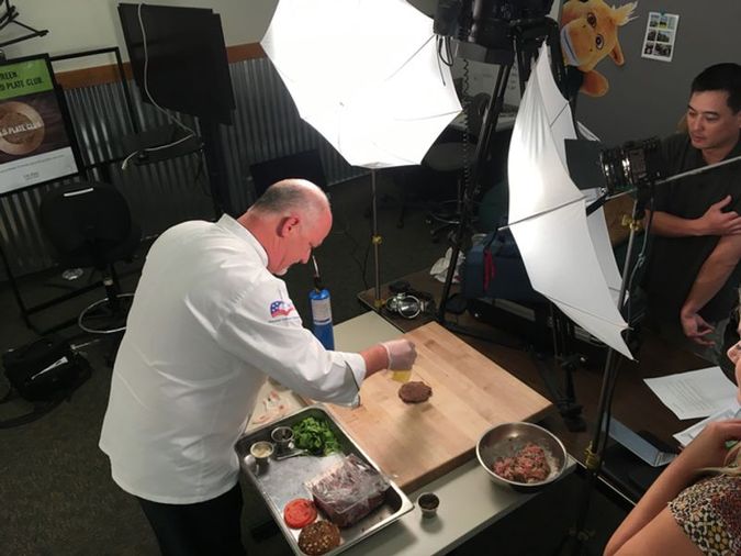 Campus Dining Executive Chef Ken Kline Making Burger