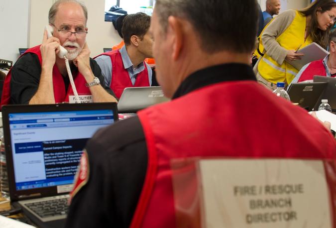 The Emergency Operations Center consists of two teams of campus employees who train annually for a variety of emergencies. 