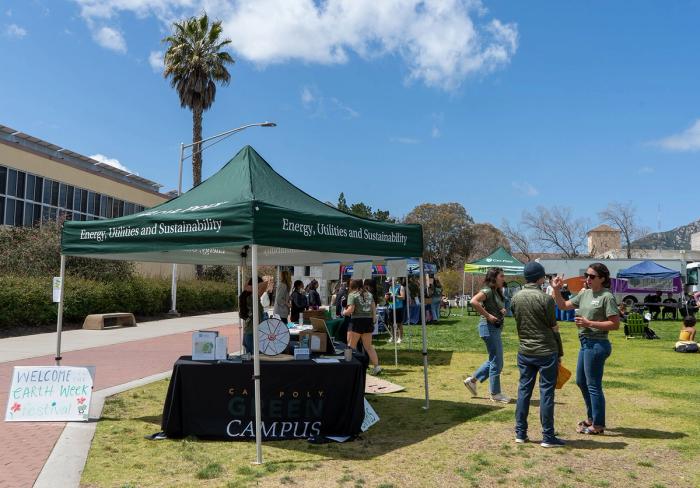 Cal Poly Green Campus tent at the Earth Week Festival on Dexter Lawn