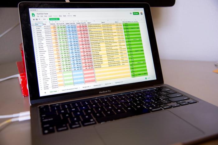 An Excel spreadsheet open on a laptop computer