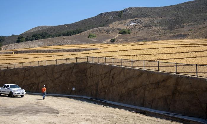 A retaining wall and remediation efforts for the Fremont Residence Hall at Cal Poly