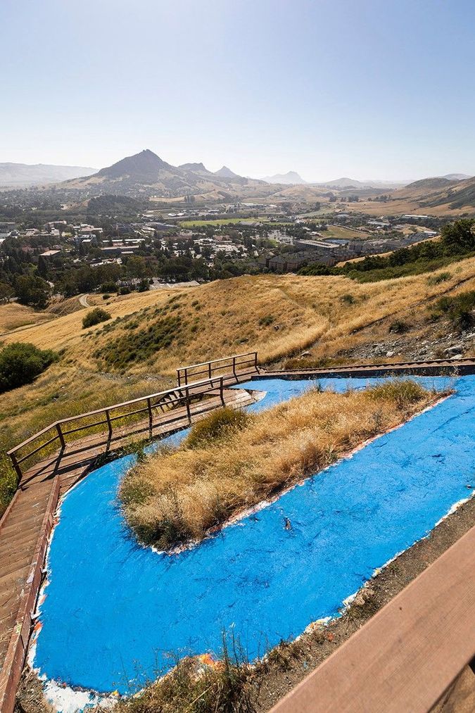 Cal Poly P Painted Blue