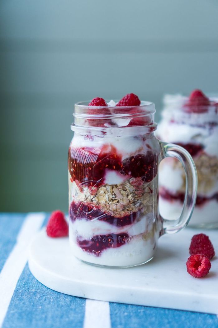 Yogurt Parfait: Layer the desired amount of your favorite yogurt, fruit and oats in a cup and you’re set!