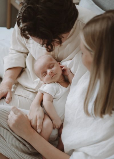 Newborn baby resting peacefully during a natural at-home photography session in London