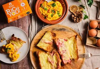 Ham & Cheese Croissant with Scrambled Rich Yolk Eggs