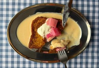 French Toast with Poached Rhubarb